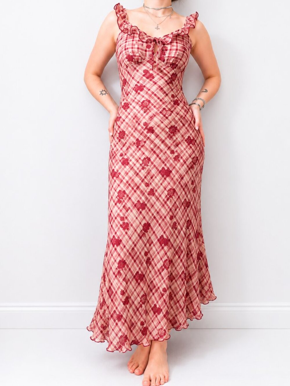 Floral Plaid Midi Maxi Sun Dress